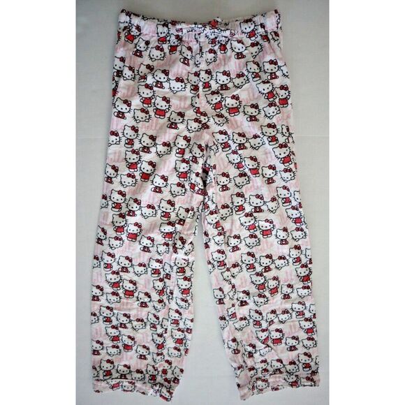 Pottery Barn Teen Sz L White Hello Kitty Organic Cotton Flannel Pajama Set - Picture 9 of 14